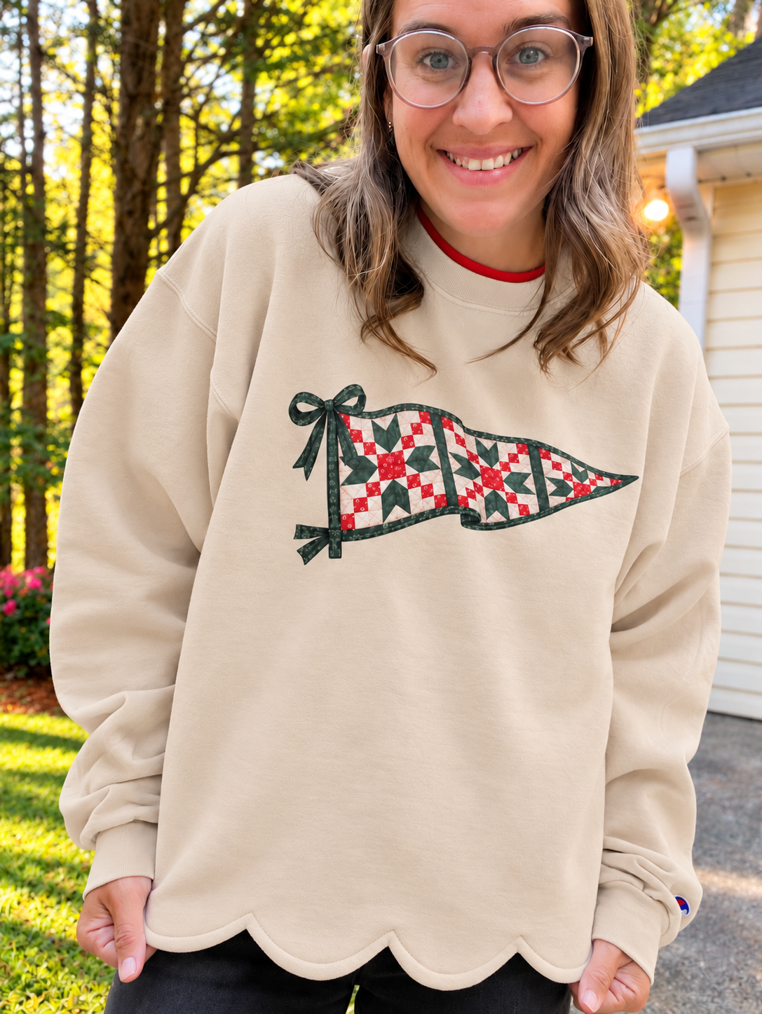 Vintage Graphic Champion Sweatshirt | Classic or Scalloped Hem