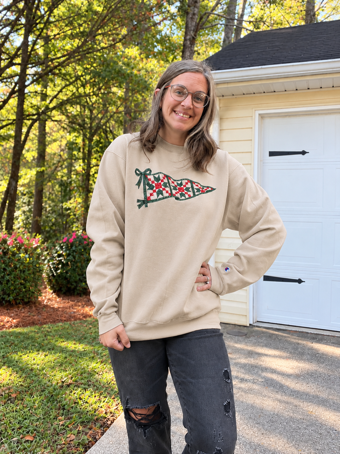 Vintage Graphic Champion Sweatshirt | Classic or Scalloped Hem